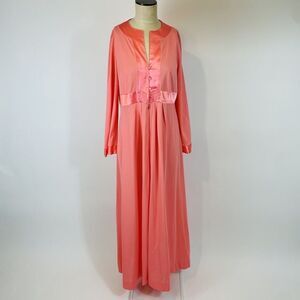 Vintage 1960s Gossard Artemis Nylon Nightgown Maxi Dress Large Womens Coral